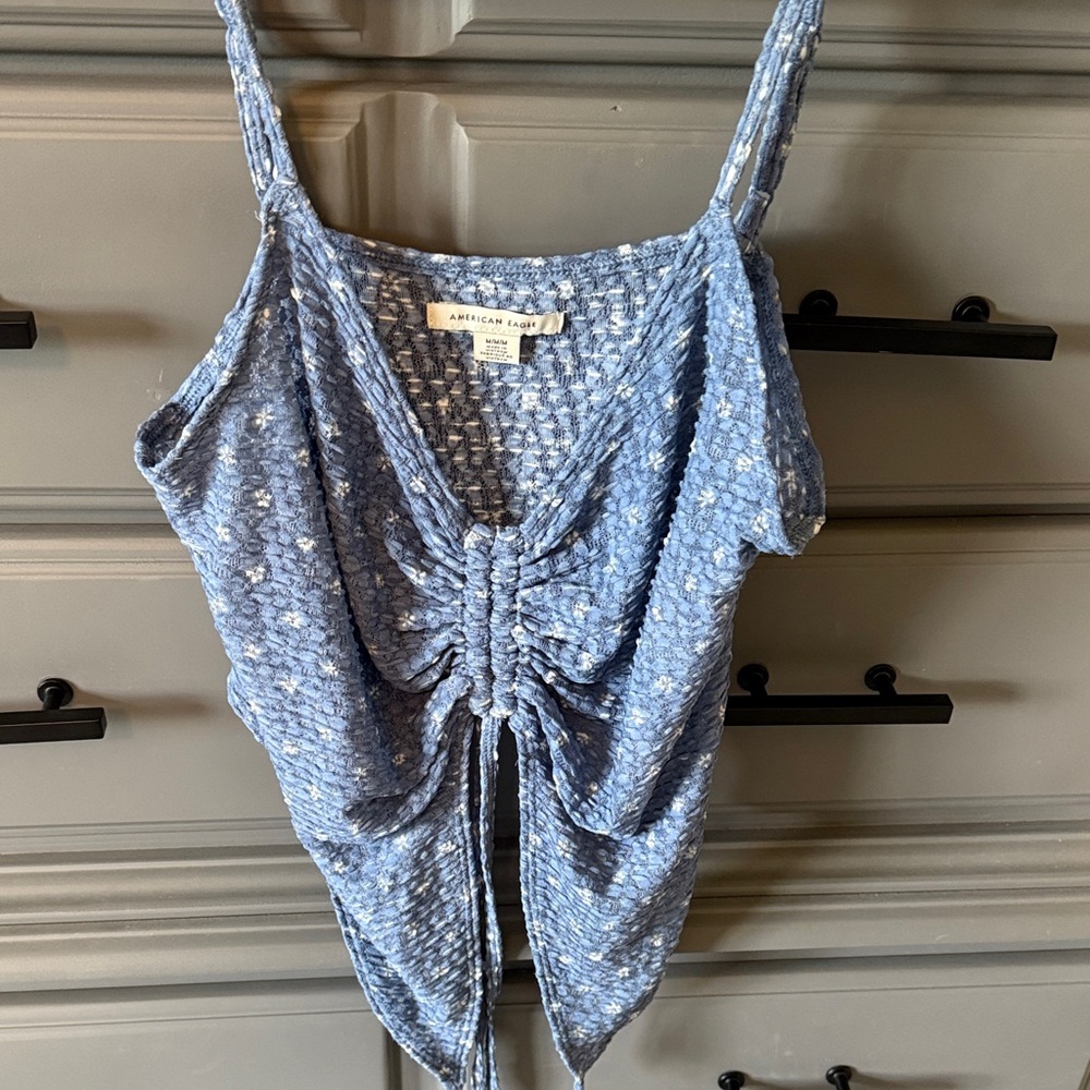 American Eagle Outfitters Textured Blue Camisole